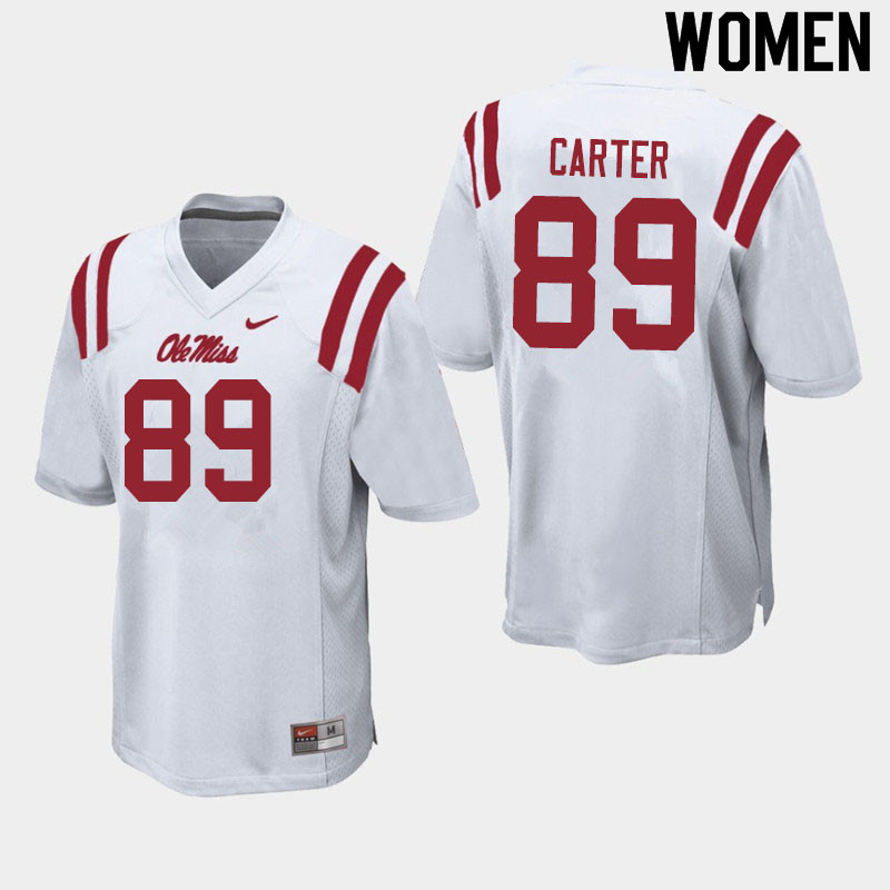 Jacob Carter Ole Miss Rebels NCAA Women's White #89 Stitched Limited College Football Jersey GBN8858KO